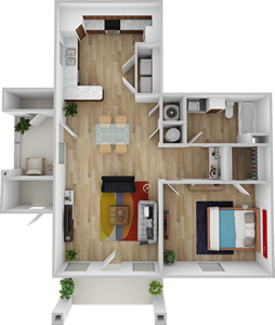 A3-1 Bedroom / 1 Bath - 893 Sq. Ft.*