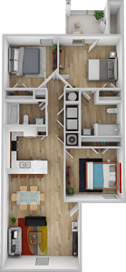 C1-Three Bedroom / Two Bath -1161 Sq.Ft.*